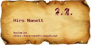 Hirs Nanett névjegykártya